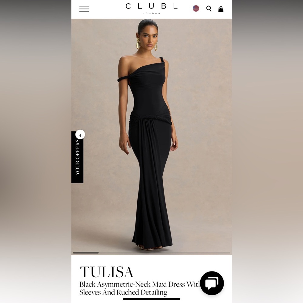 Club L London Elegant Black Asymmetrical Dress